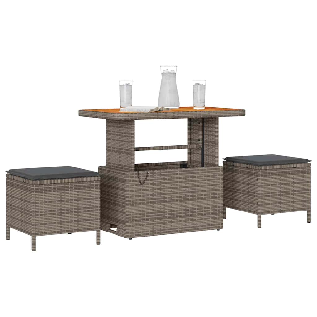 Set da Pranzo per Giardino Grigio Poly Rattan - homemem39