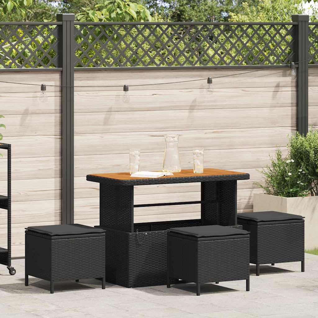 Set da Pranzo per Giardino Nero Poly Rattan - homemem39