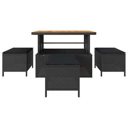 Set da Pranzo per Giardino Nero Poly Rattan - homemem39