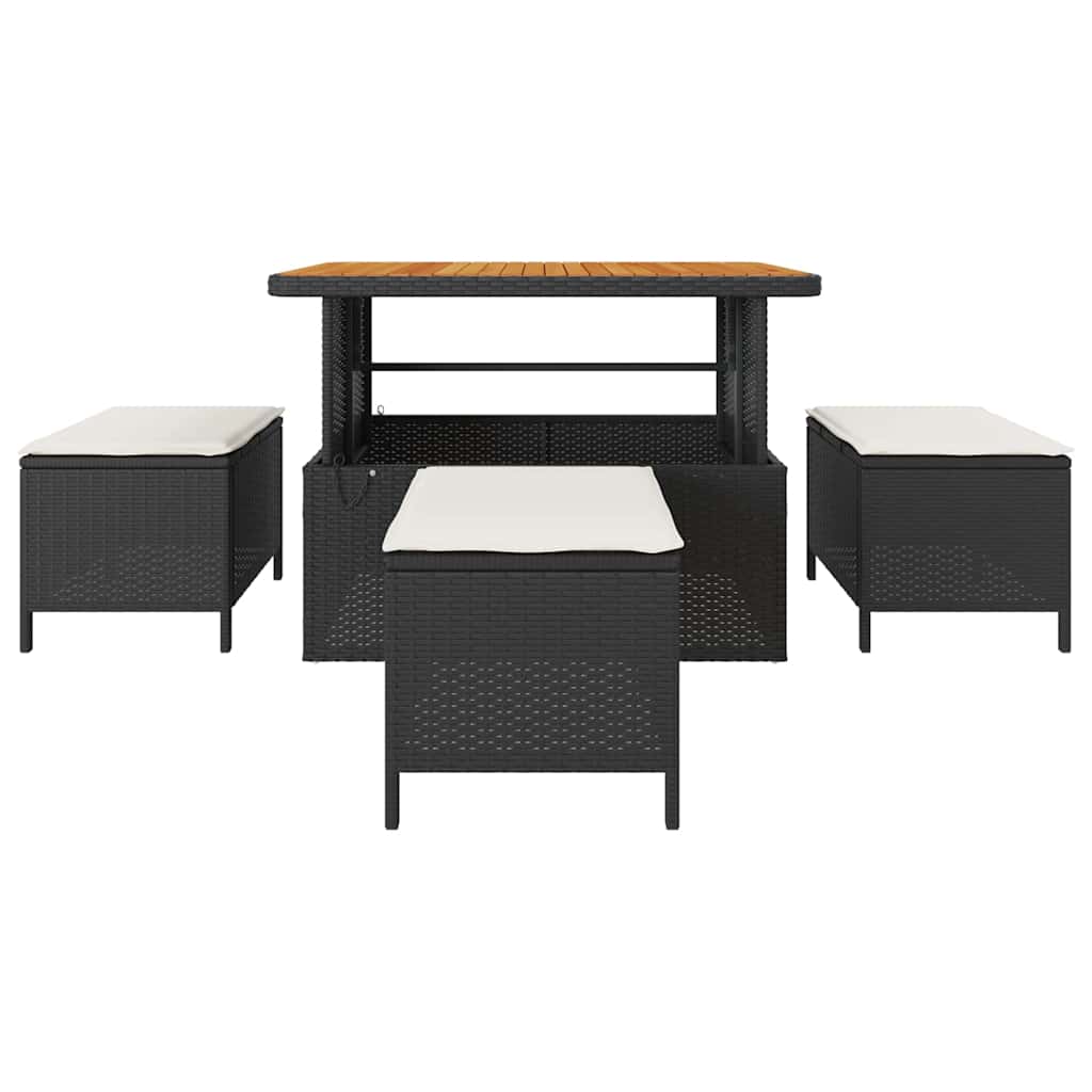 Set da Pranzo per Giardino Nero Poly Rattan - homemem39