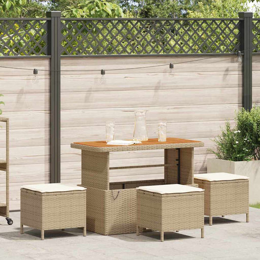 Set da Pranzo per Giardino Beige Poly Rattan - homemem39