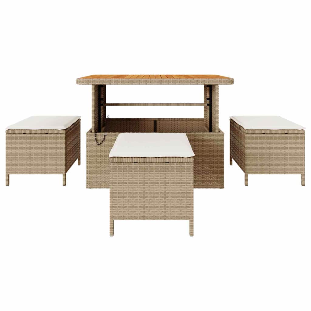 Set da Pranzo per Giardino Beige Poly Rattan - homemem39