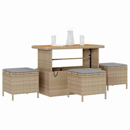 Set da Pranzo per Giardino Beige Poly Rattan - homemem39