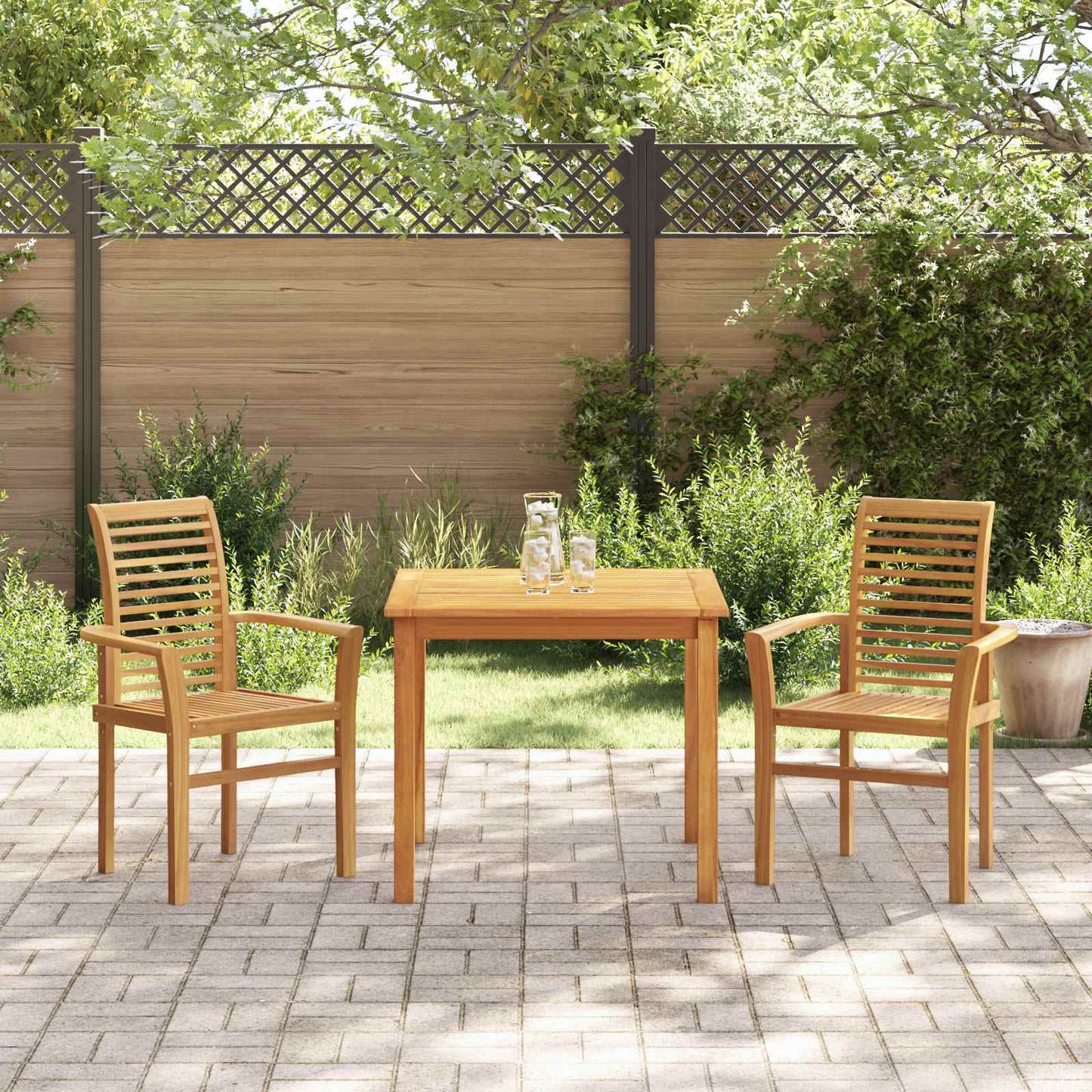 Sedia da pranzo 2 pz Legno di teak solido Marrone