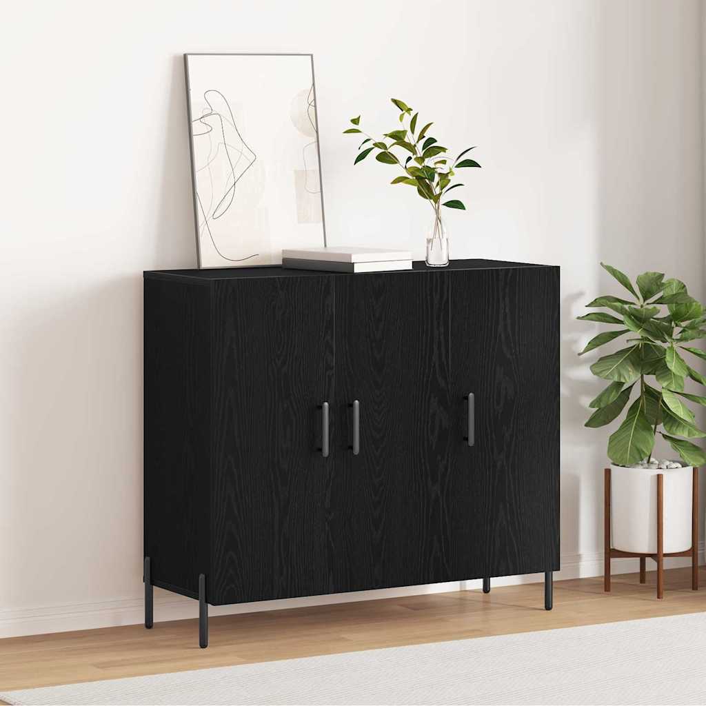 Credenza Rovere nero 90 x 34 x 80 cm Legno multistrato