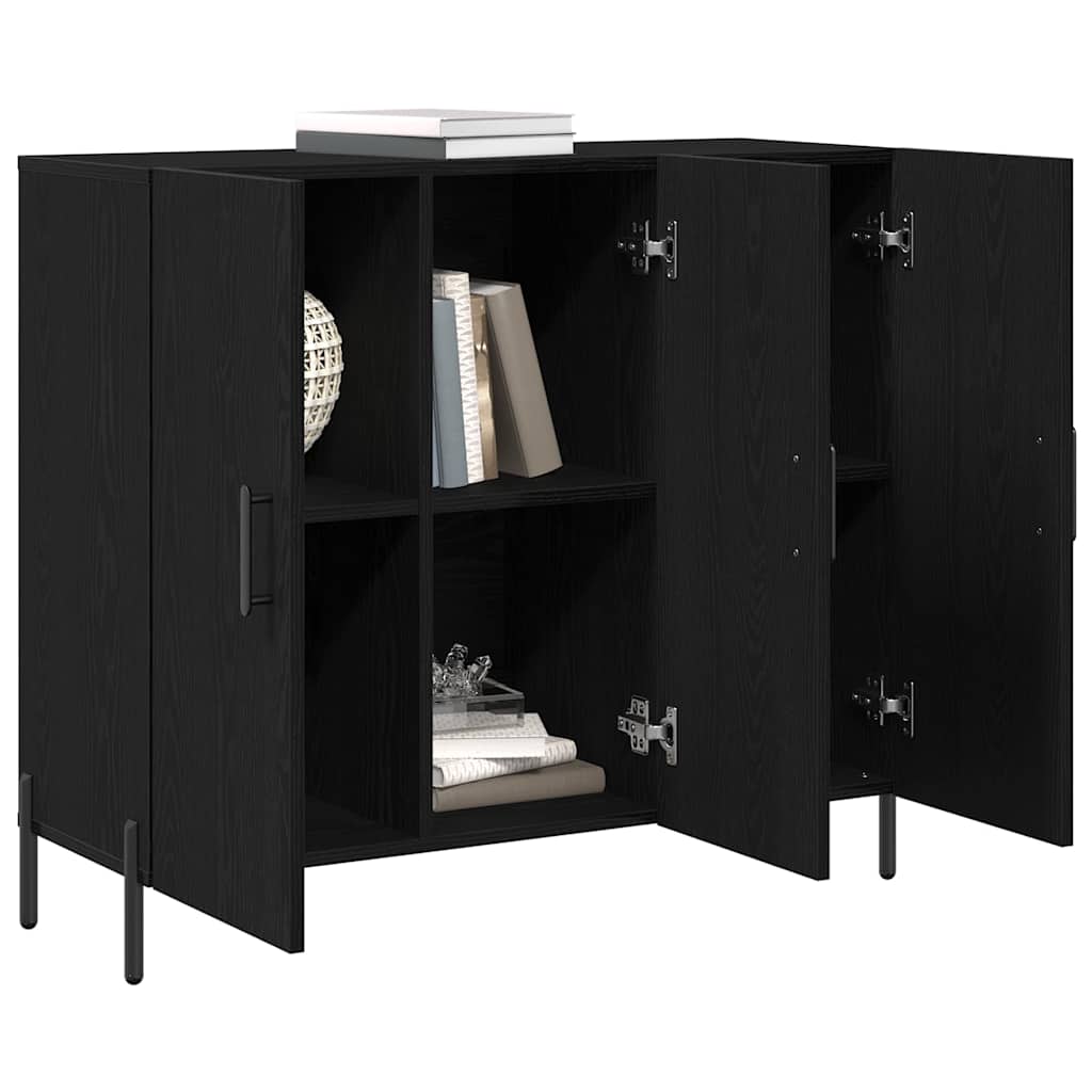 Credenza Rovere nero 90 x 34 x 80 cm Legno multistrato