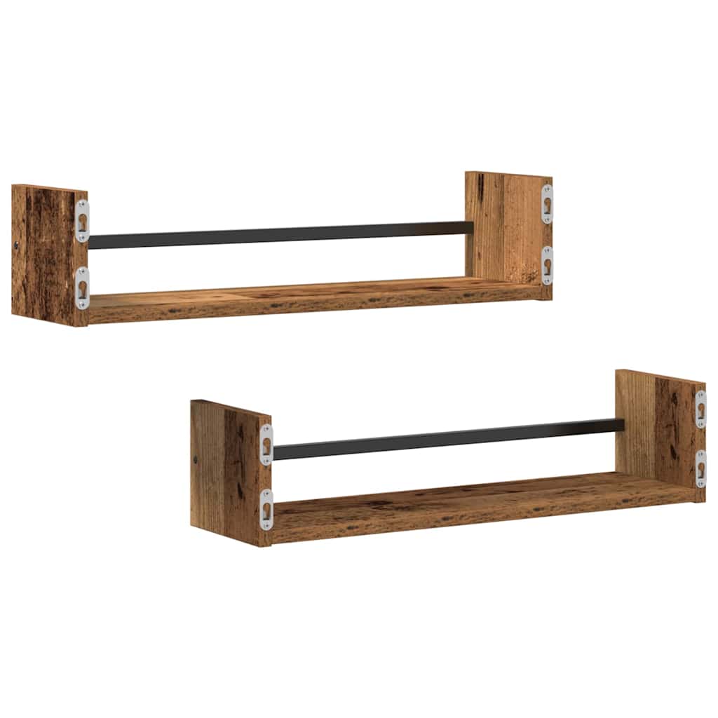 Scaffale da parete 2 pcs Legno vecchio 60 x 16 x 14 cm