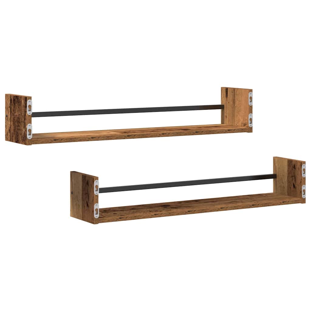 Scaffale da parete 2 pcs Legno vecchio 80 x 16 x 14 cm