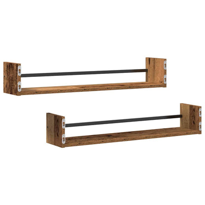 Scaffale da parete 2 pcs Legno vecchio 80 x 16 x 14 cm