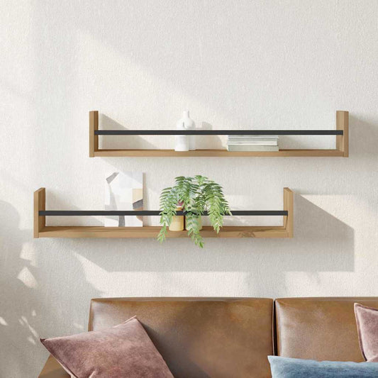 Scaffale da parete 2 pcs rovere artigianale 80 x 16 x 14 cm