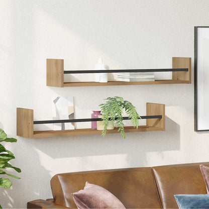 Scaffale da parete 2 pcs rovere artigianale 80 x 16 x 14 cm