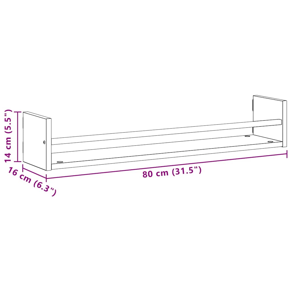 Scaffale da parete A parete 2 pcs Rovere artigianale | homemem39