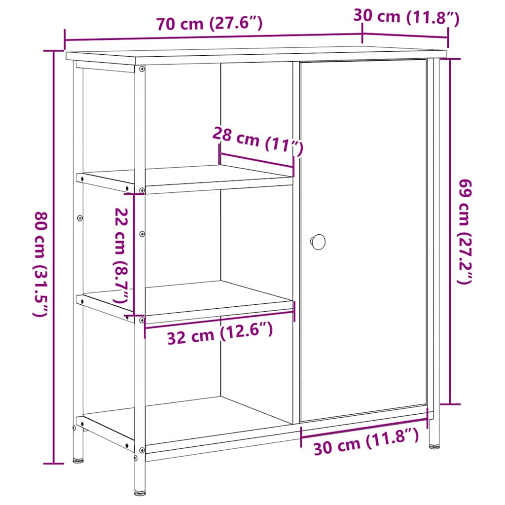 Credenza rovere artigianale 70 x 30 x 80 cm Legno multistrato