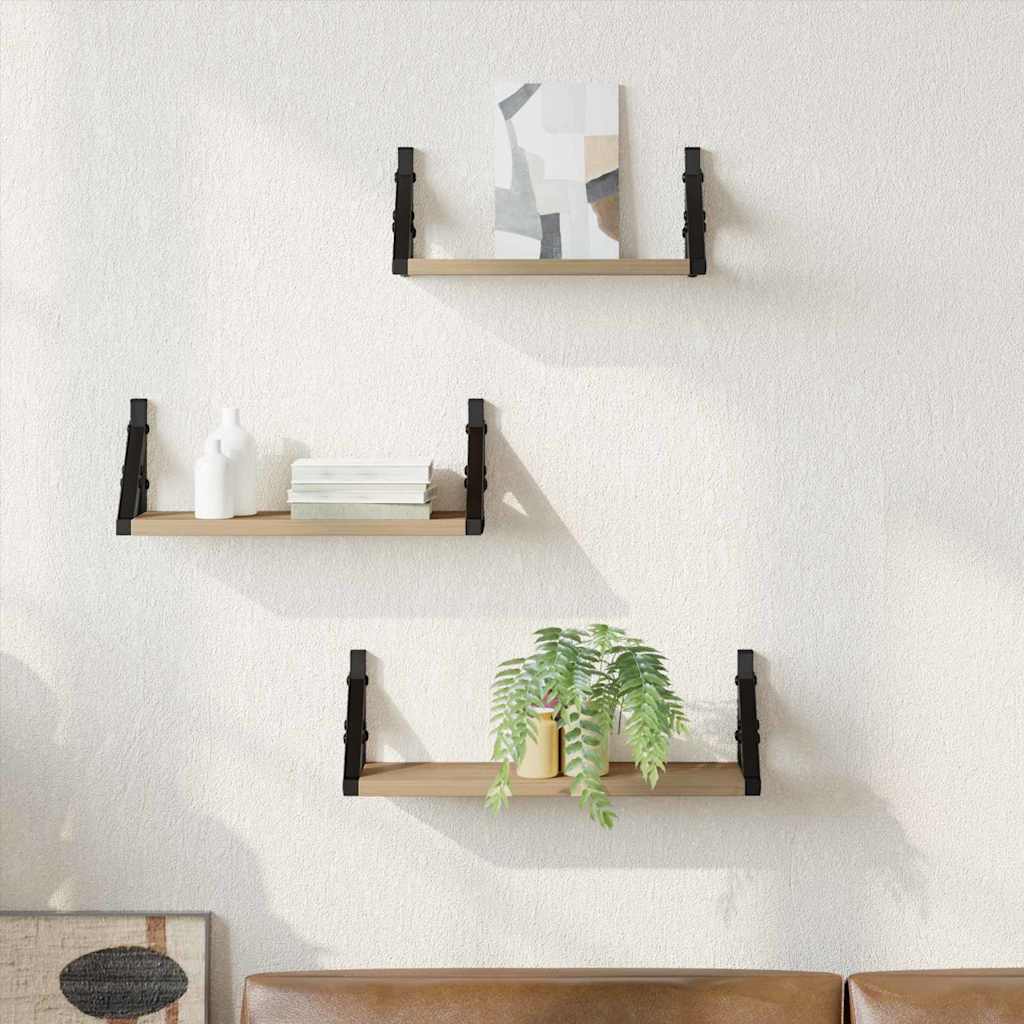 Set mensole da parete 3 pcs rovere artigianale 37 x 12 x 13 cm