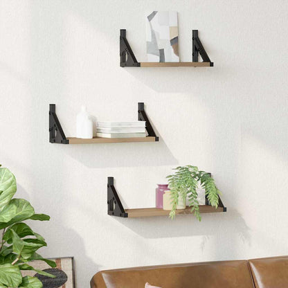 Set mensole da parete 3 pcs rovere artigianale 37 x 12 x 13 cm