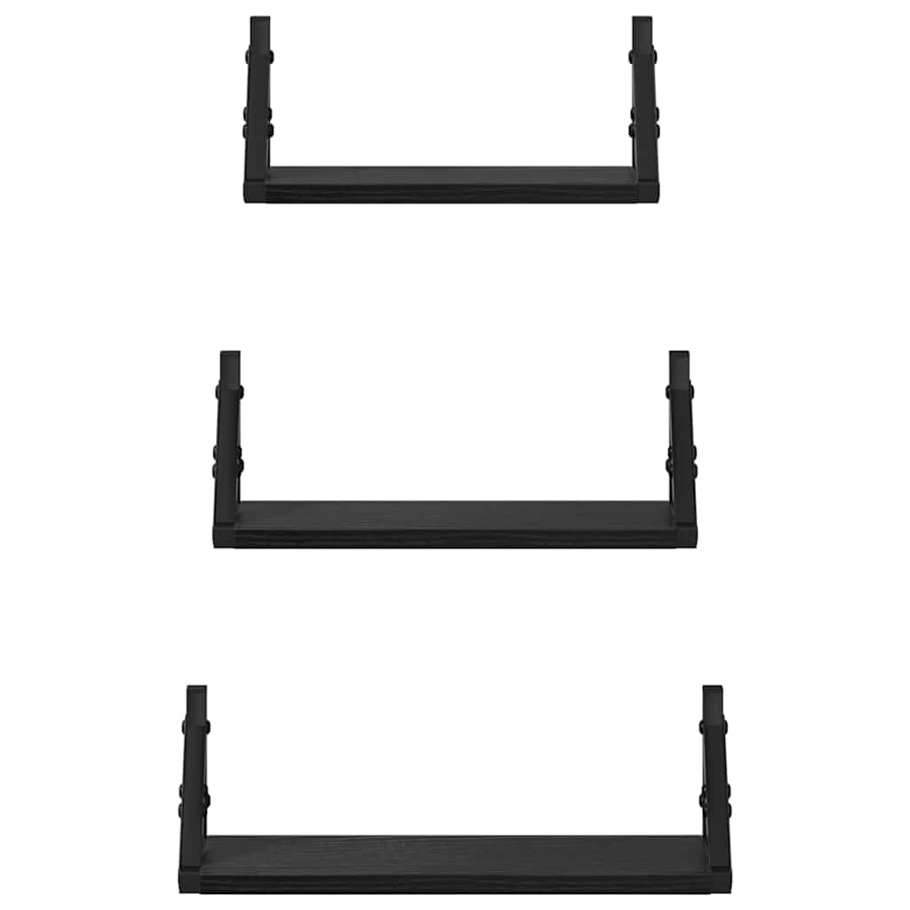 Set mensole da parete 3 pcs Rovere nero 37 x 12 x 13 cm