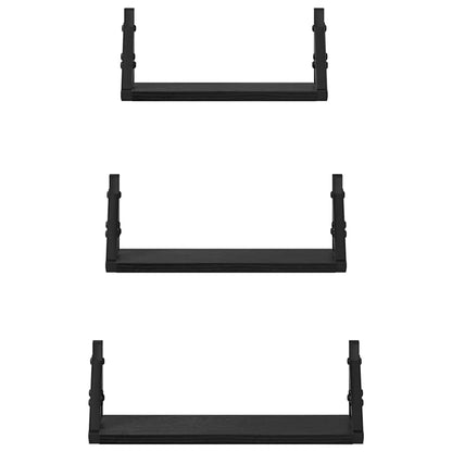 Set mensole da parete 3 pcs Rovere nero 37 x 12 x 13 cm