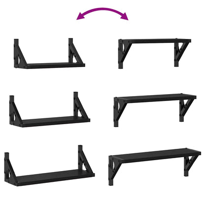 Set mensole da parete 3 pcs Rovere nero 37 x 12 x 13 cm