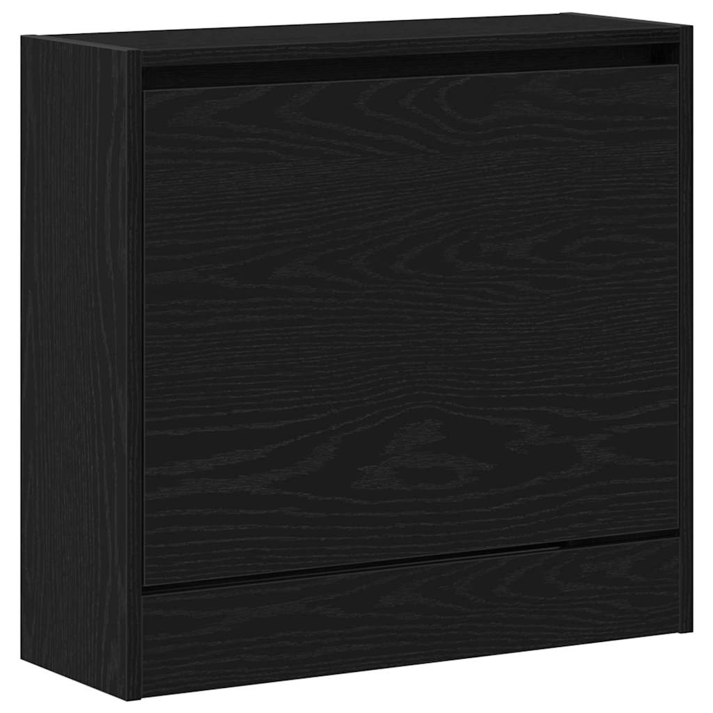 Armadio per Scarpe con porta Rovere nero 60 x 21 x 57 cm