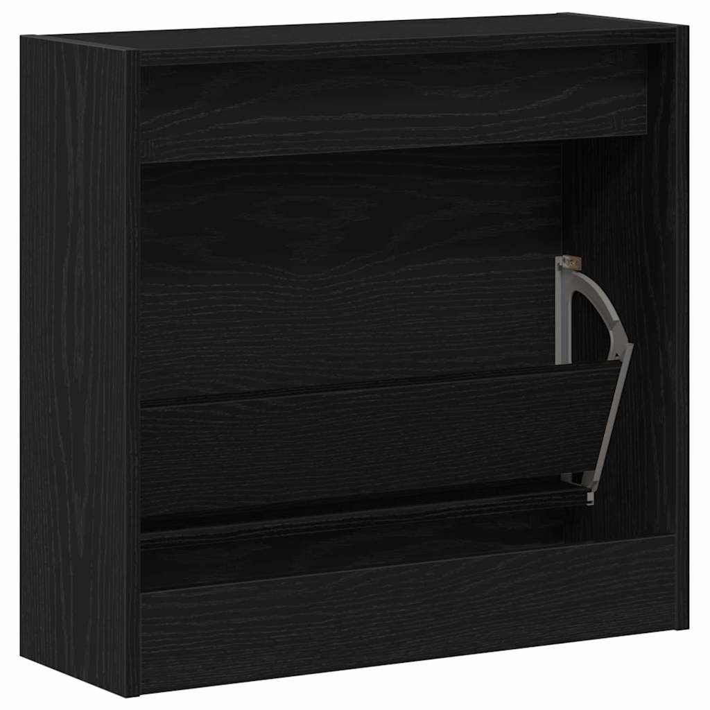 Armadio per Scarpe con porta Rovere nero 60 x 21 x 57 cm