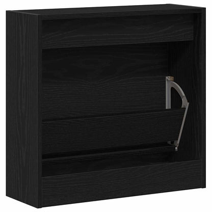 Armadio per Scarpe con porta Rovere nero 60 x 21 x 57 cm