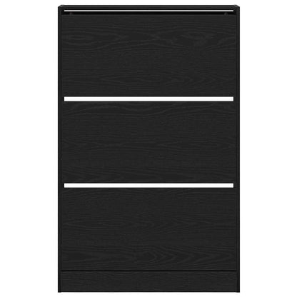 Armadio per Scarpe con porta Rovere nero 80 x 21 x 125.5 cm