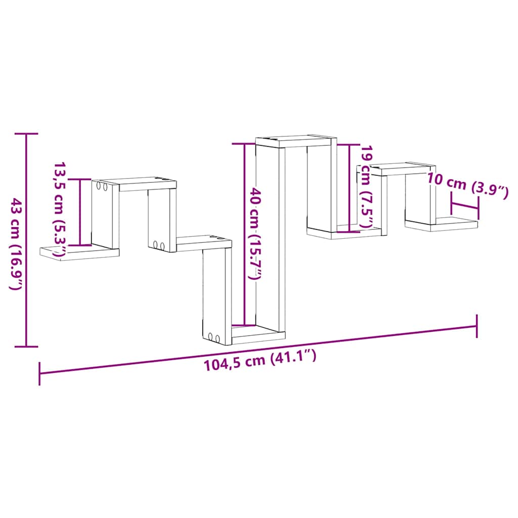 Scaffale da parete rovere artigianale 104.5 x 10 x 43 cm
