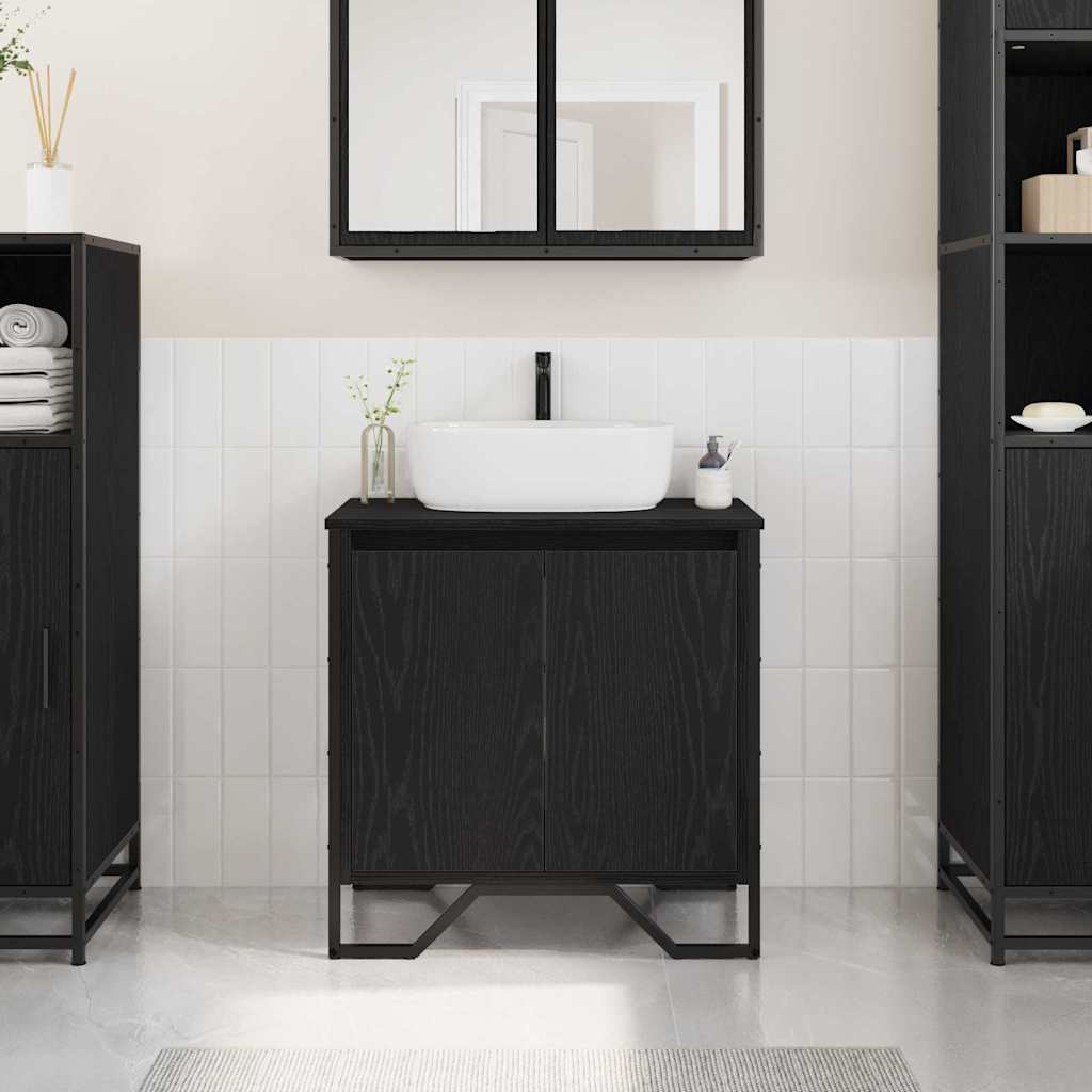 Armadio per Lavabo da Bagno Rovere Nero 60 x 35 x 60 cm | homemem39