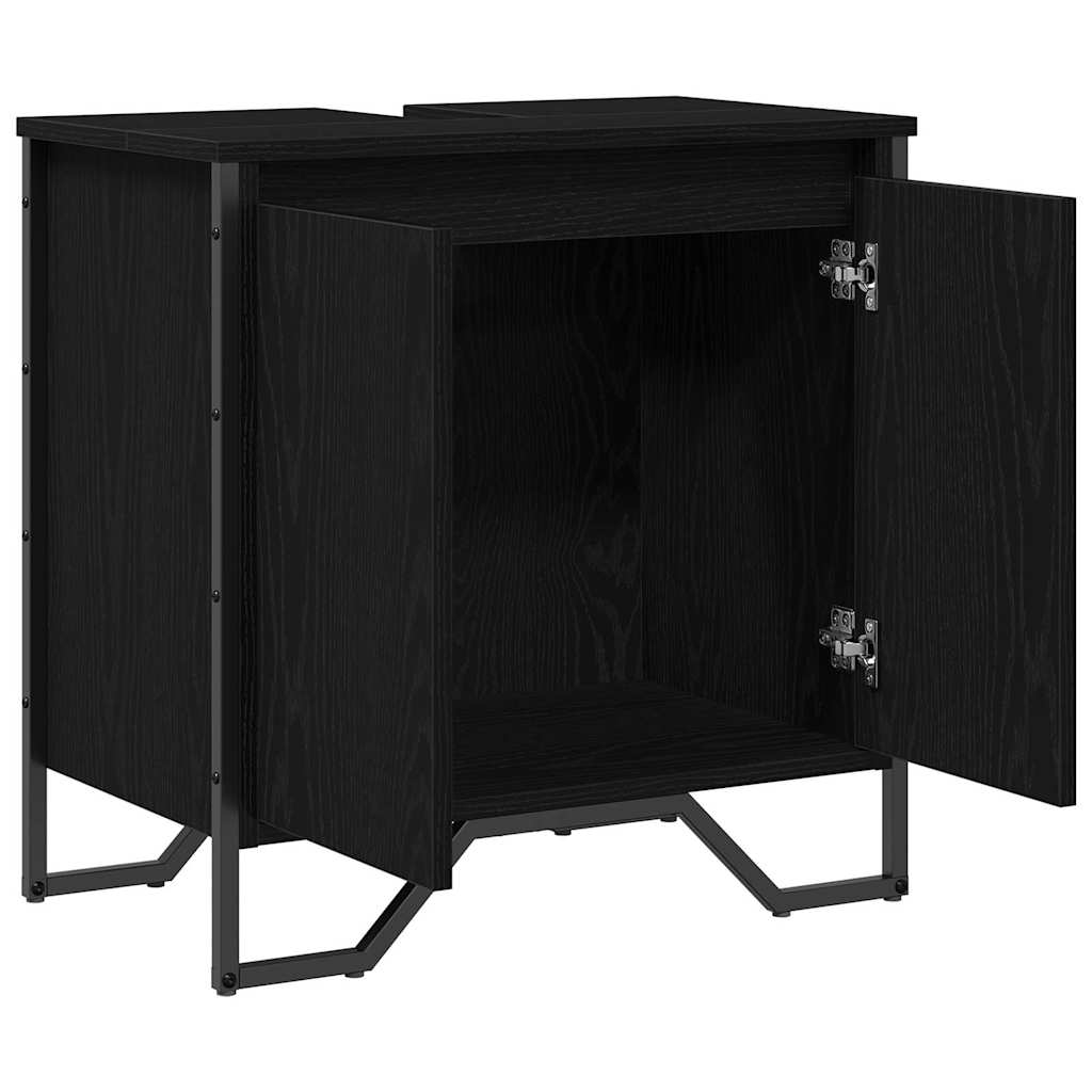 Armadio per Lavabo da Bagno Rovere Nero 60 x 35 x 60 cm | homemem39