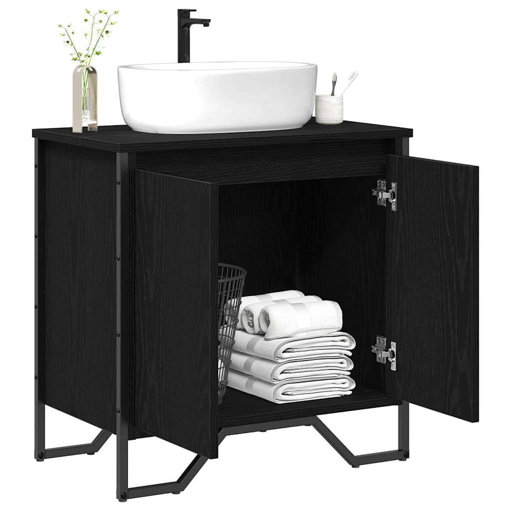 Armadio per Lavabo da Bagno Rovere Nero 60 x 35 x 60 cm | homemem39