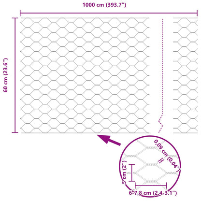 Recinzione Esagonale Verde 0.6 x 10 m Acciaio