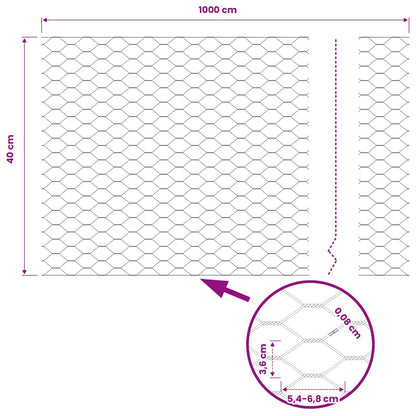Recinzione Esagonale Grigio 0,4 x 10 m PVC | homemem39