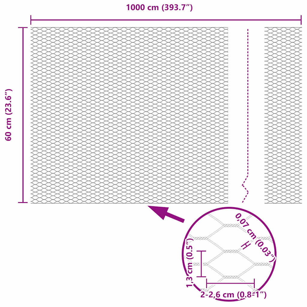 Recinzione Esagonale Grigio 0.6 x 10 m Acciaio