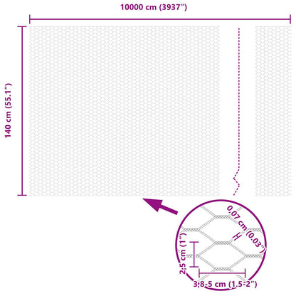 Recinzione Esagonale Grigio 1,4 x 100 m PVC