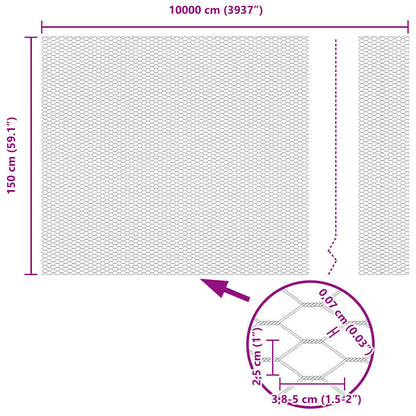 Recinzione Esagonale Grigio 1,5 x 100 m PVC