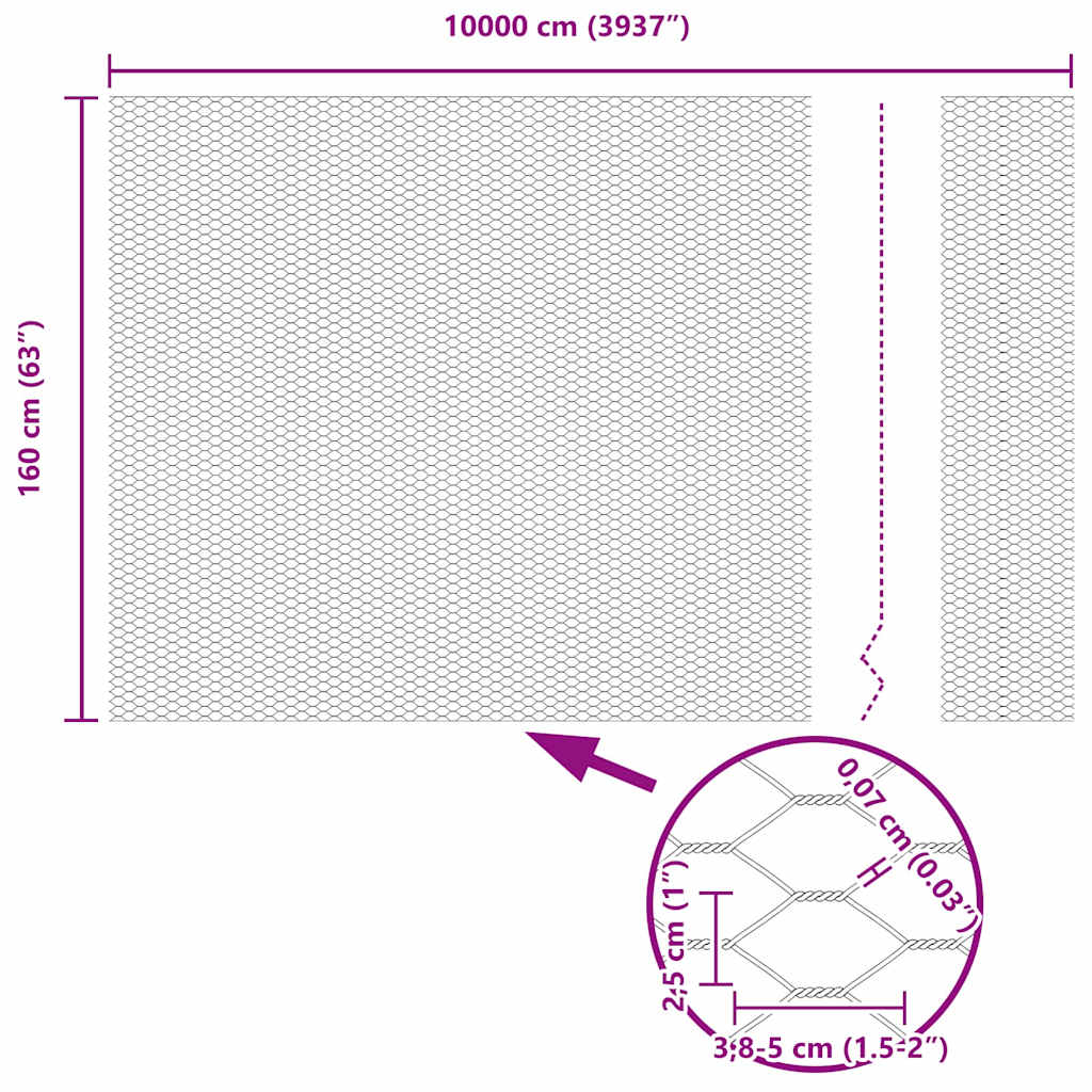 Recinzione Esagonale Grigio 1,6 x 100 m PVC