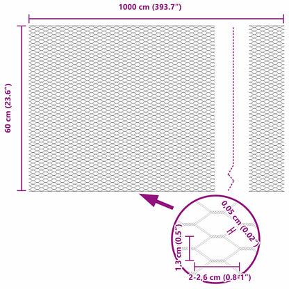 Recinzione Esagonale Argento 0.6 x 10 m Acciaio zincato