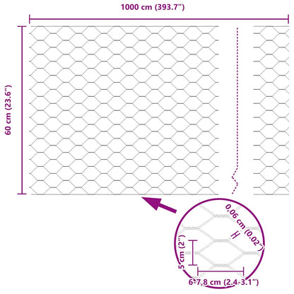 Recinzione Esagonale Argento 0.6 x 10 m Acciaio zincato