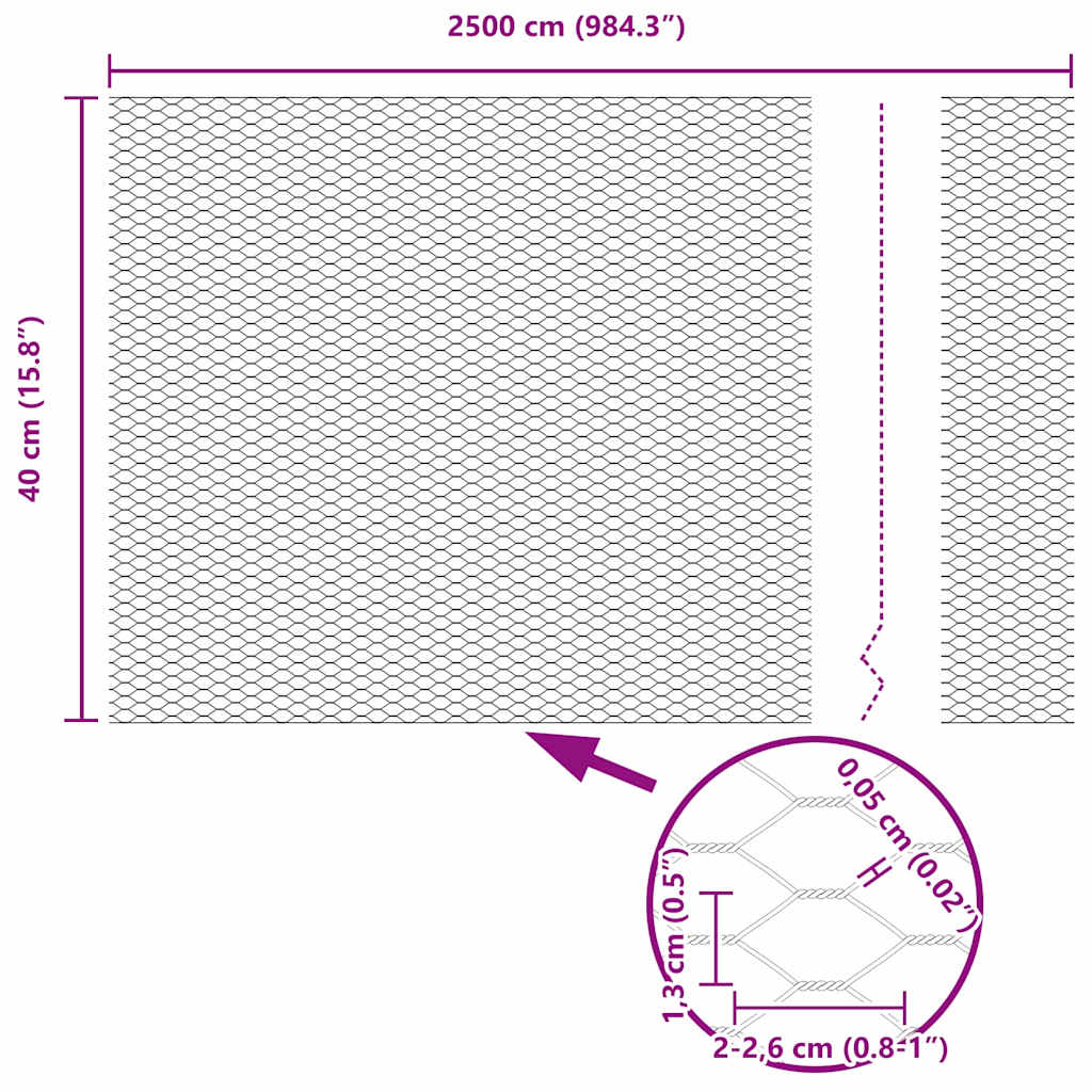 Recinzione Esagonale Argento 0,4 x 25 m Acciaio zincato
