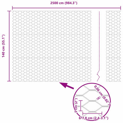 Recinzione Esagonale Argento 1.4 x 25 m Acciaio zincato