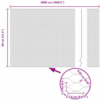 Recinzione Esagonale Argento 0,8 x 50 m Acciaio zincato