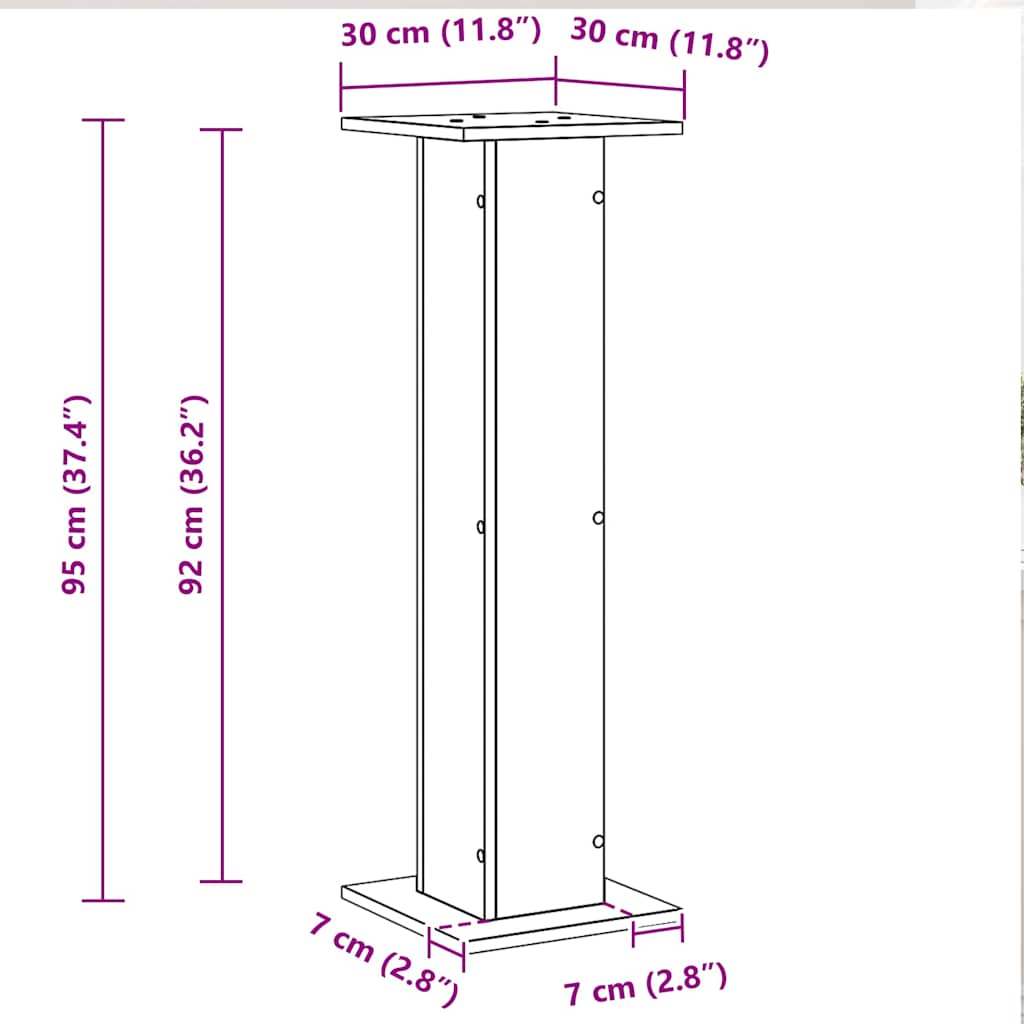 Supporto per piante 2 pcs Rovere Nero 30 x 30 x 95 cm | homemem39