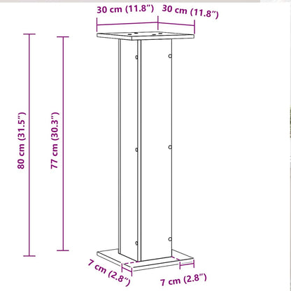 Supporto per piante 2 pcs Rovere nero 30 x 30 x 80 cm