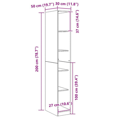 Guardaroba Rovere nero 30 x 50 x 200 cm Legno multistrato