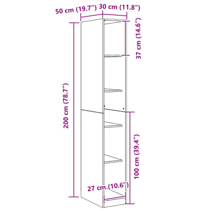 Guardaroba Rovere Nero 30 x 50 x 200 cm Legno multistrato