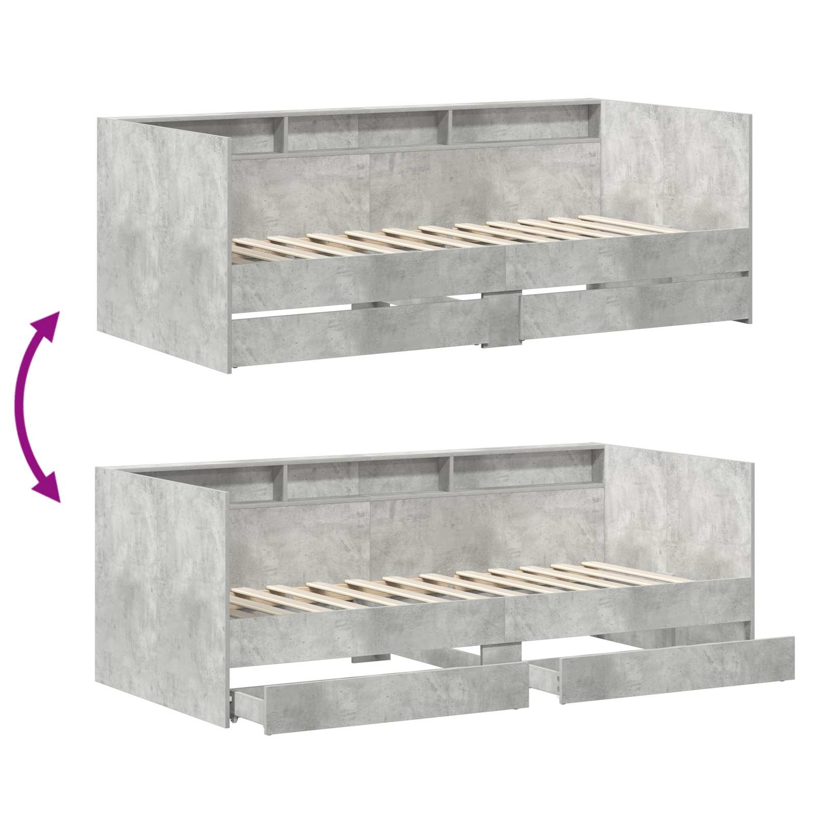 Letto Giorno con cassetto Grigio 90 x 200 cm Legno multistrato | homemem39