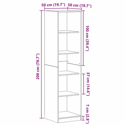 Guardaroba Rovere nero 50 x 50 x 200 cm Legno multistrato - homemem39