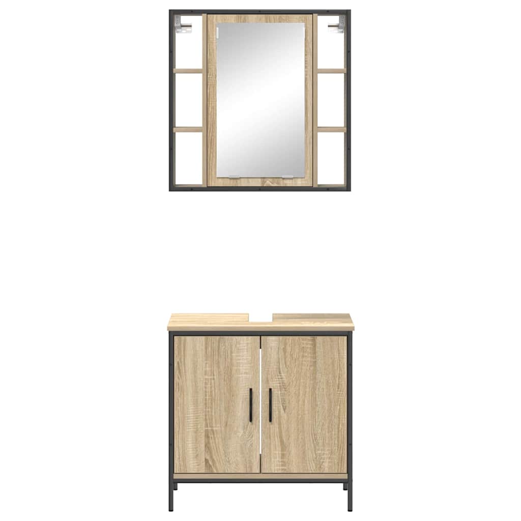 Set di mobili per il bagno 2 pcs Marrone Legno multistrato | homemem39