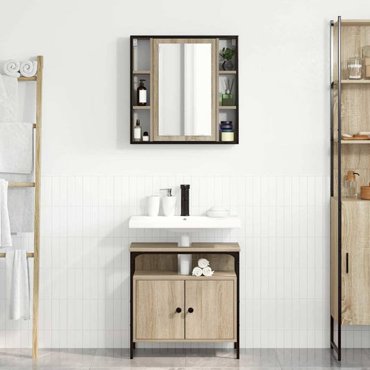 Set di mobili per il bagno 2 pcs Marrone Legno multistrato | homemem39