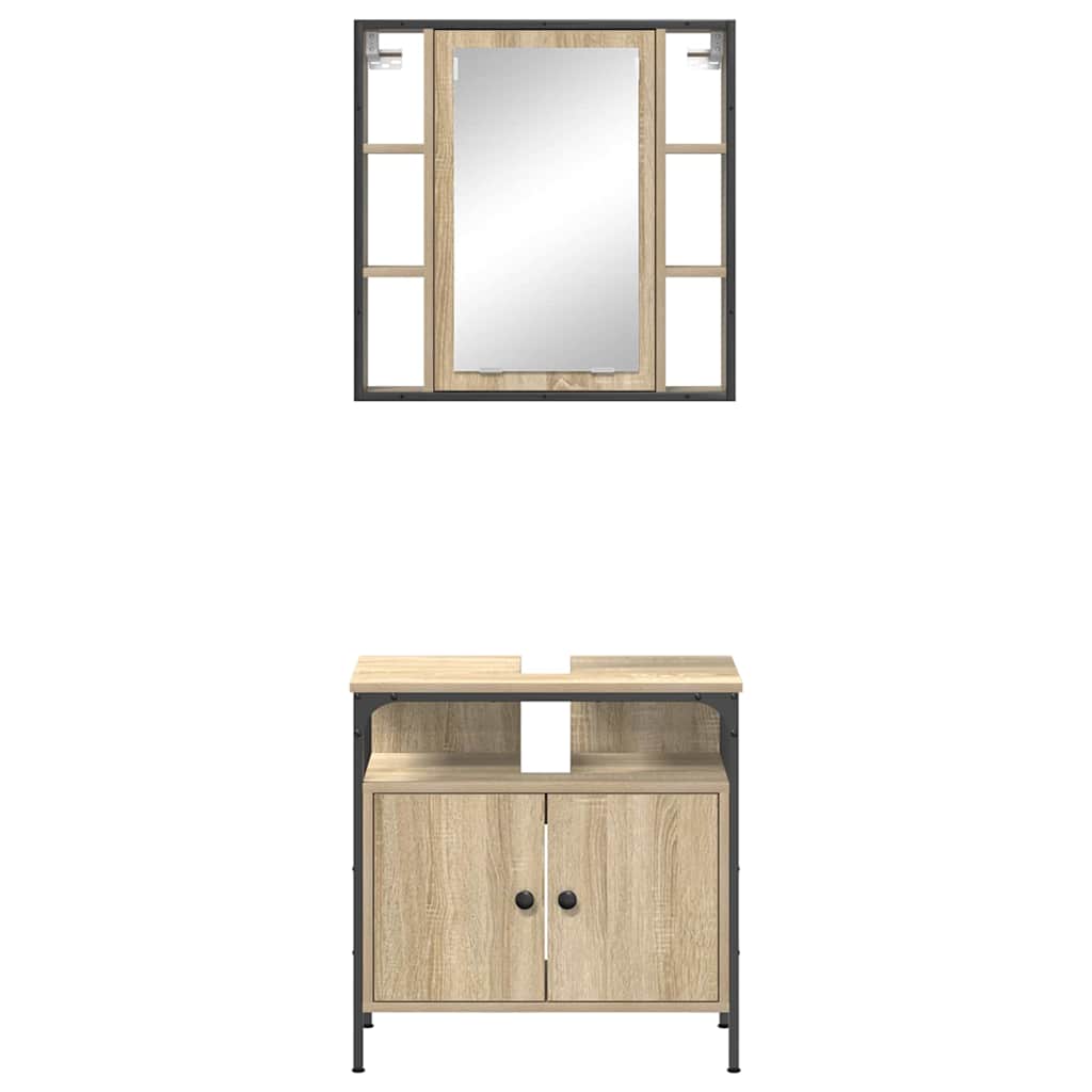Set di mobili per il bagno 2 pcs Marrone Legno multistrato | homemem39